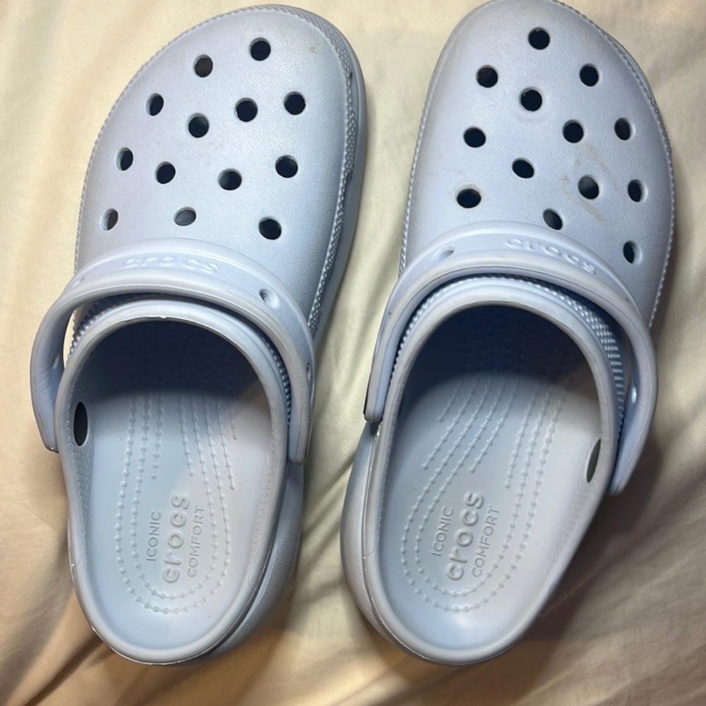 Platform crocs. Mineral blue. Size 6.